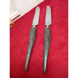 Set 2 Vintage F.A. Kirk Sheffield England Faux Stag Horn Knife Stainless Steel